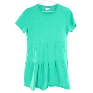 Lucky Brand Tiered Babydoll Tunic Top Short Sleeve Green Medium